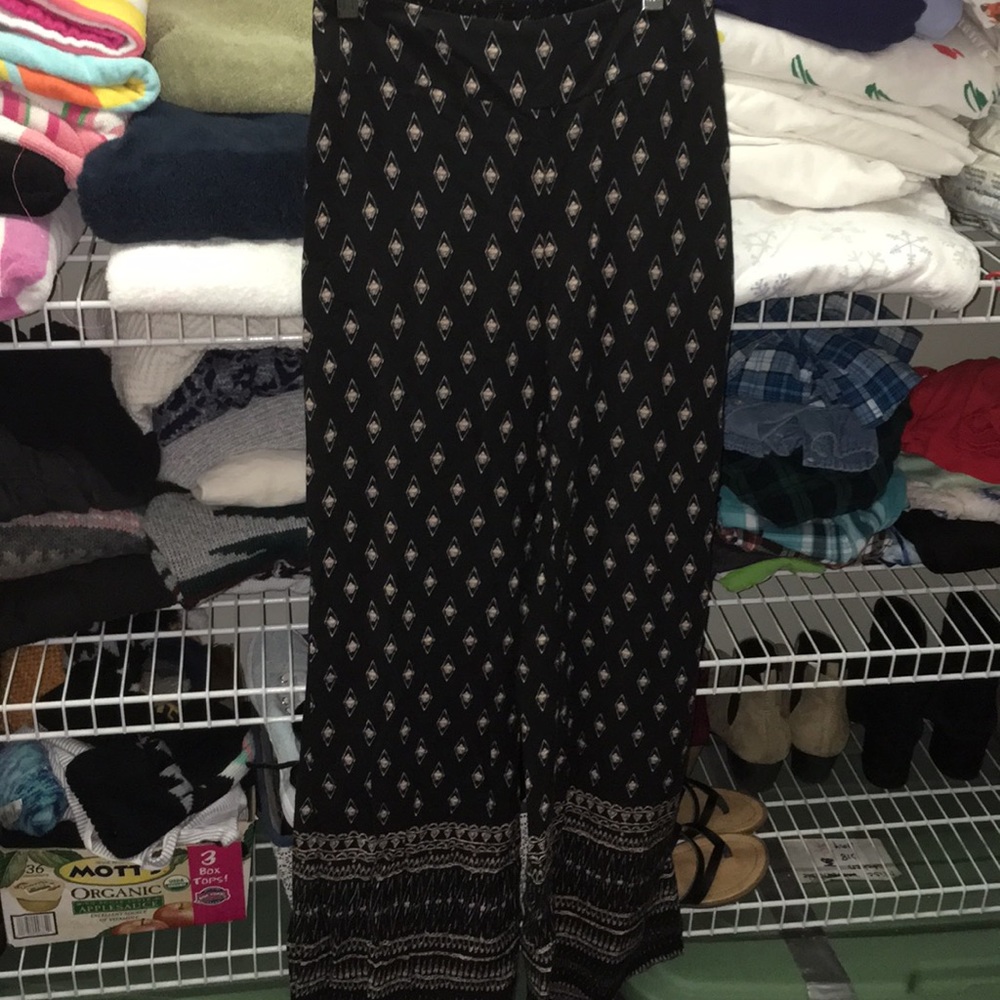 Black with tan light palazzo pants